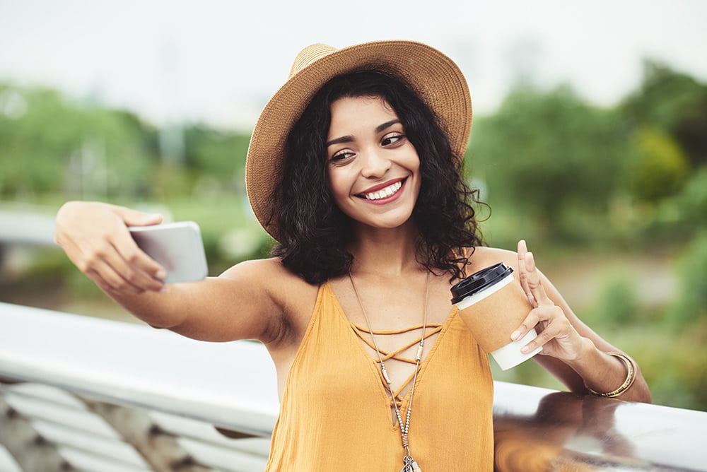 woman taking selfie