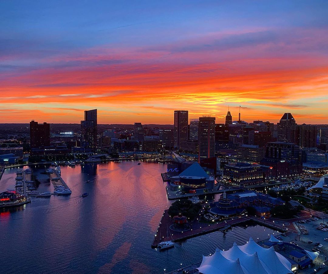 Beautiful view of the Inner Harbor of Baltimore